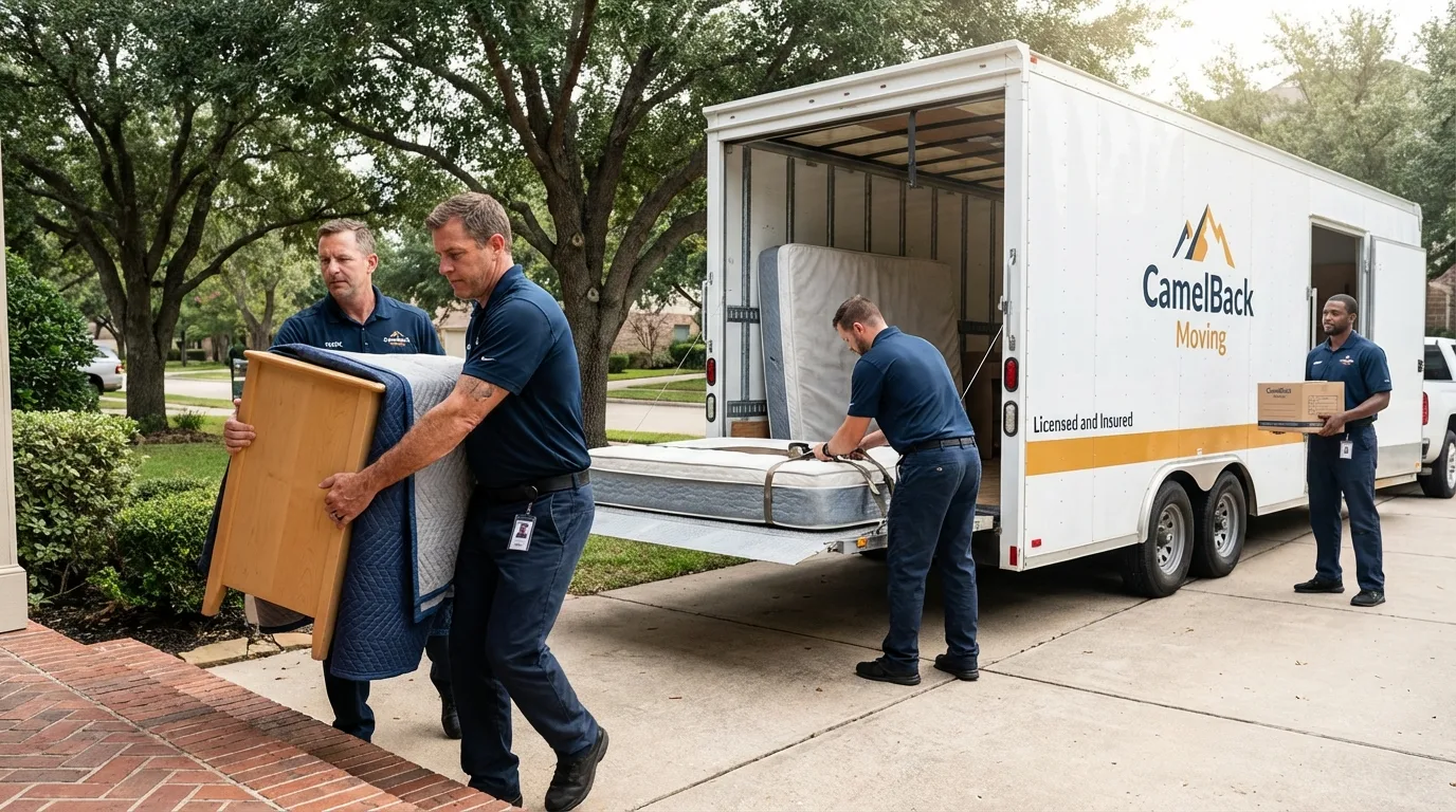 Crew loading residential truck for cross-state move from Gaylord, MI