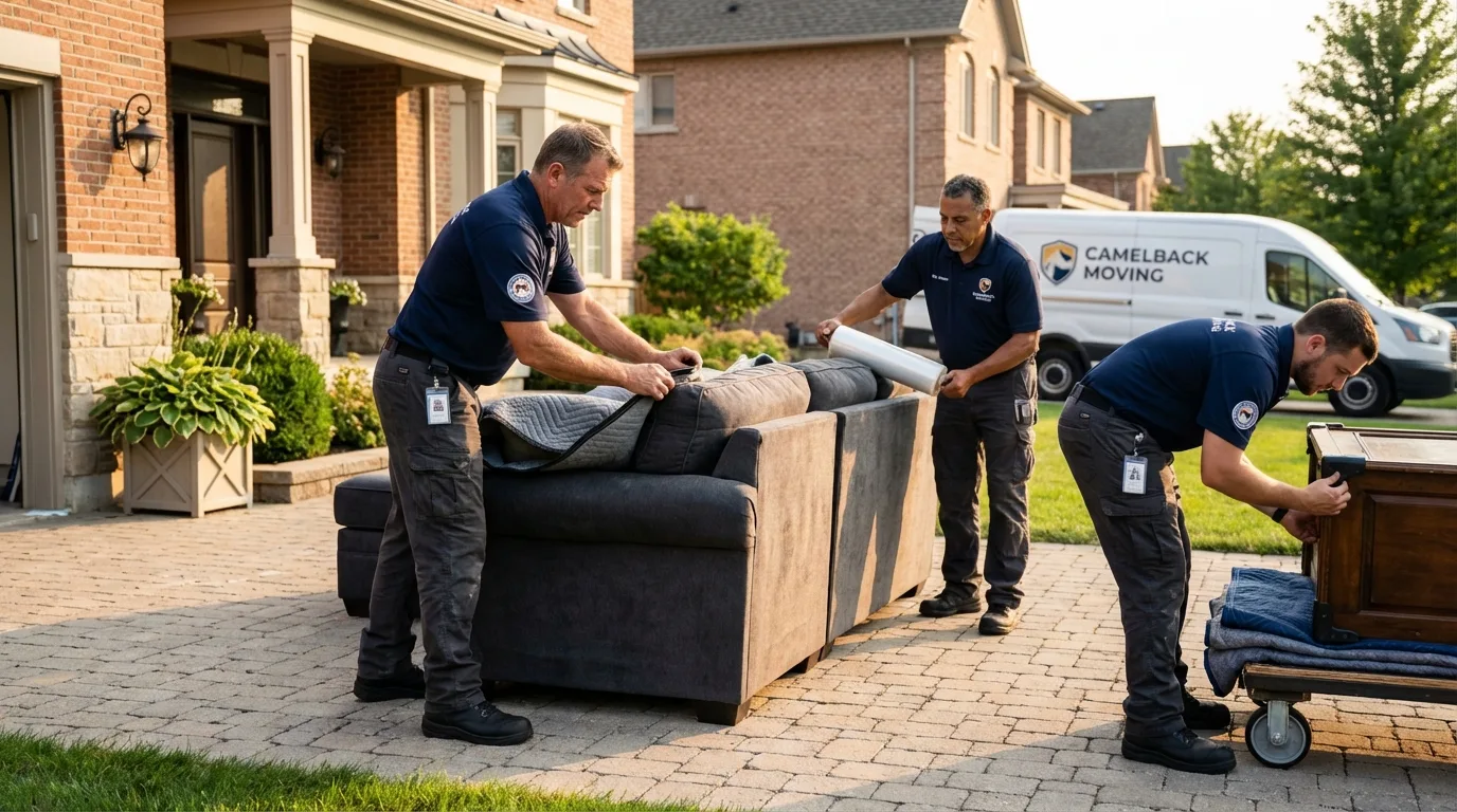 Large estate moving crew wrapping furniture in Gaylord, MI